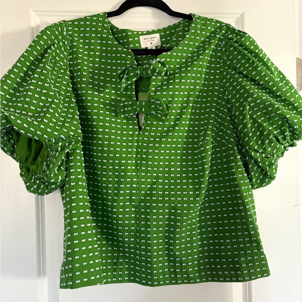 Kate Spade x Target Green Puff Sleeve Top NWT